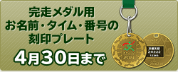 完走メダル用お名前・タイム・番号の刻印プレート 4月30日まで